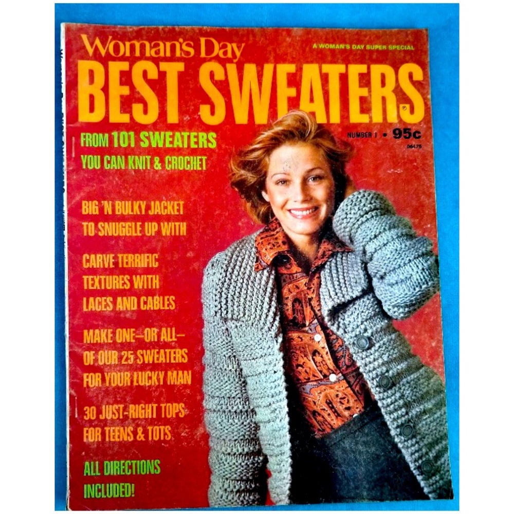 Woman’s Day Best Sweaters 101 Sweaters You Can Knit & Crochet 1974 VTG Magazine